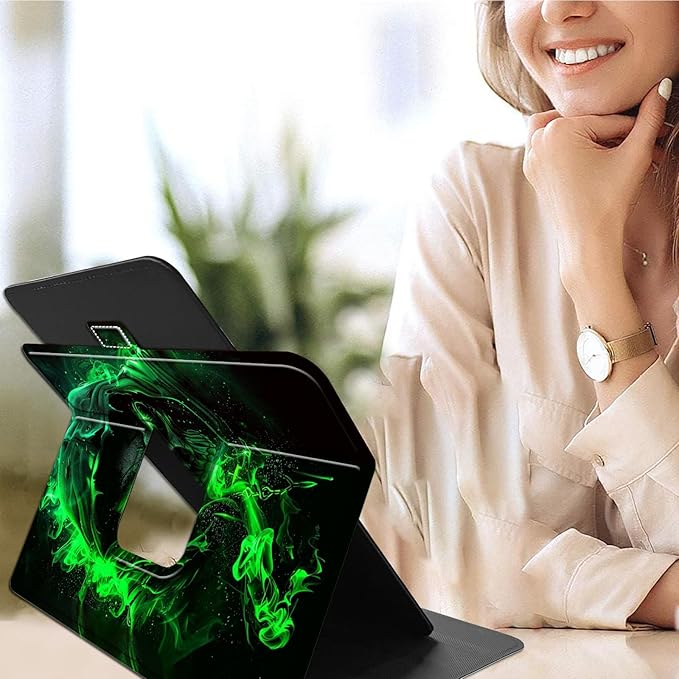 for Lenovo Tab M9 Case,9 inch Tablet Cover, Magnetic Closure Travel Portable Protective Case with 360 Degree Rotating Stand for Lenovo Tab M9 TB-310FU 2023-Green Skull