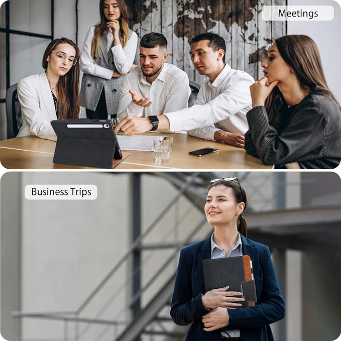 Case for Samsung Galaxy Tab S10 FE Plus 13.1 Inch 2025 Model(SM-X620/X626B) - Multi-Angle Viewing Stand Cover with Pocket and Magnetic Clasp, PU Leather Business Folio Protective Case, Black