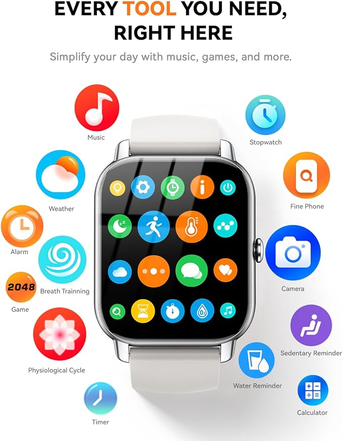 Smart Watches for Men Women(Answer/Make Call), 1.85 inch HD Fitness Tracker Watch with Activity Counter/Sleep Monitor/ 110+ Sports Modes, IP68 Waterproof Smart Watch for Andriod iPhone iOS Compatible