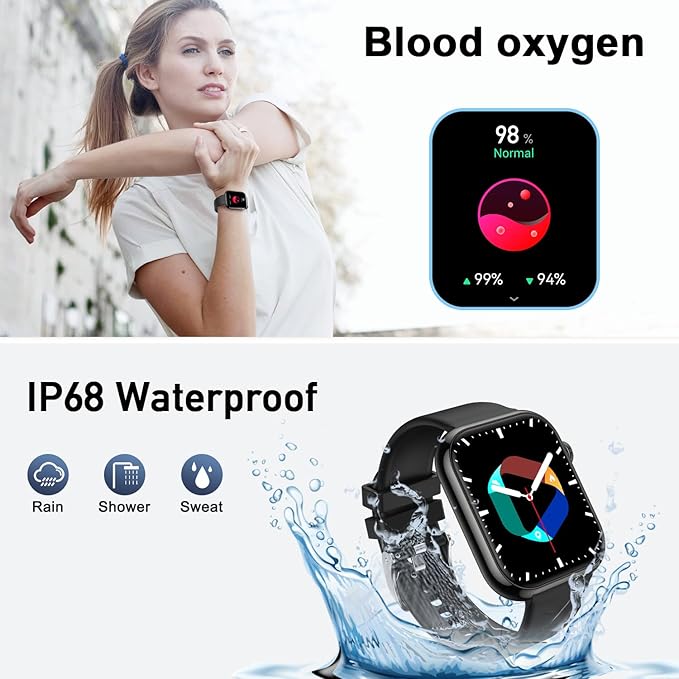 Smart Watch for Men Women Fitness: Waterproof Make/Answer Call Smart Watches for Men Digital Mens Watches Running Step Tracker Smartwatch Android Phones iPhone Samsung Compatible Heart Rate Monitor