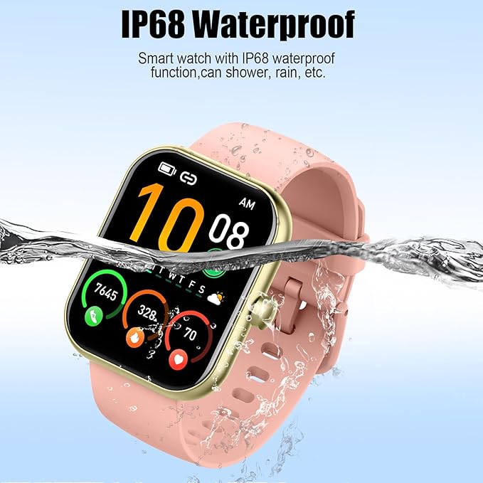 Smart Watch for Men Women, 2025 Release (Answer/Make Call) 1.96" HD Fitness Tracker Running Watch,Waterproof, Pedometer,Step/Sleep/Heart Rate Monitor,110+ Sport Mode Smartwatch for Android Phone,Pink