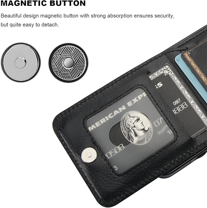 KIHUWEY for Samsung Galaxy S24 Case Wallet with Credit Card Holder, Flip Premium Leather Magnetic Clasp Kickstand Heavy Duty Protective Cover for Samsung Galaxy S24 6.2" (Black)