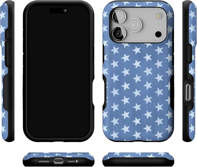 Casely iPhone 17 Pro Case | Coastal Blues | Denim Stars | Bold Protective Design | Compatible with MagSafe