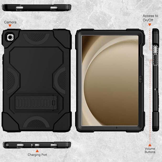 Case for Samsung Galaxy Tab A9+ 11 Inch 2023 Model (X210/X216/X218), Heavy Duty Shockproof Rugged Protective Case for Galaxy Tab A9 Plus Tablet (Black)