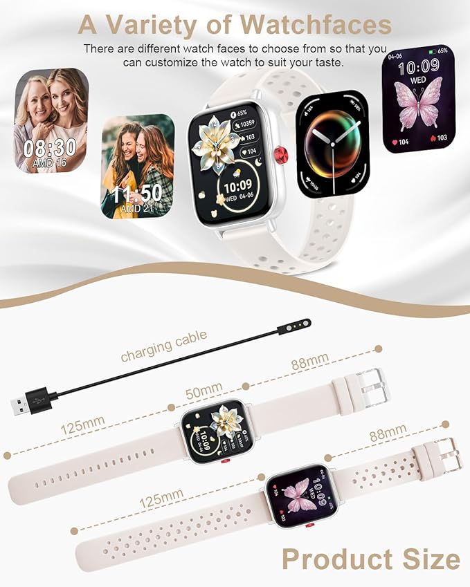 Smart Watches for Women Men with Bluetooth Calls: 1.8”LCD Screen Fitness Trackers with 24-Hour Heart Rate SpO2 Sleep Monitor 120+ Sport Mode Waterproof Smartwatch Compatible with iPhone Android Phones