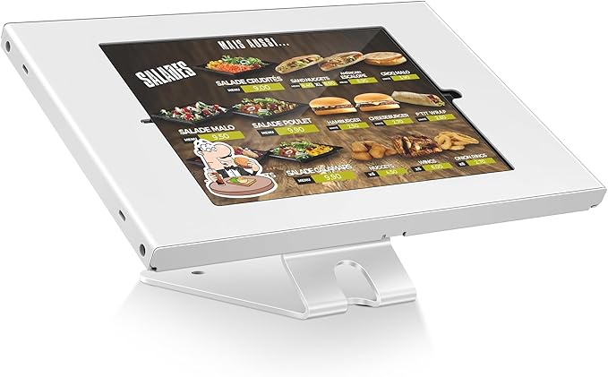 AboveTEK Anti-Theft Tablet Stand – iPad Locking & Security Stand, Countertop & Wall Mount POS Stand, 360° Swivel Kiosk Stand for iPad/iPad Air/iPad Pro – Ideal for Retail Business (White)