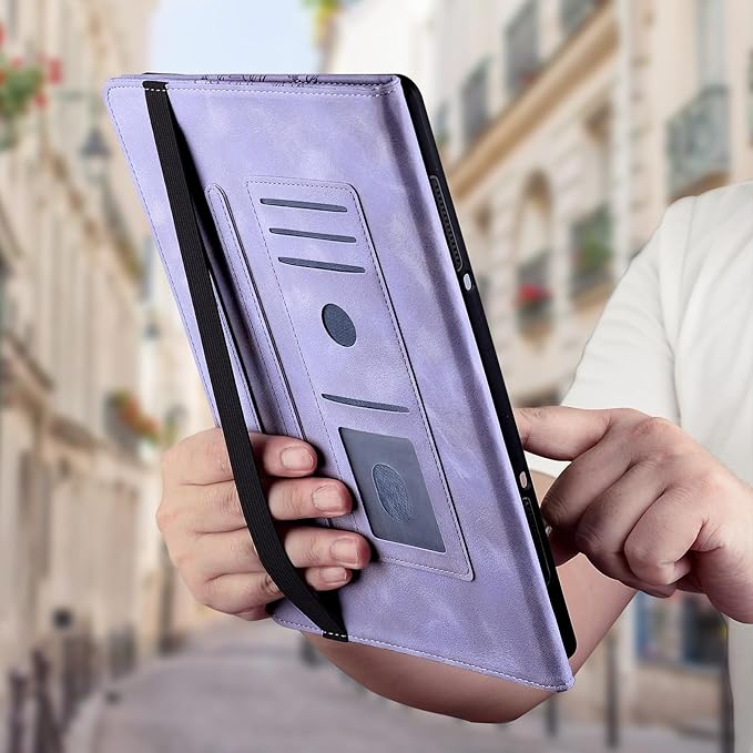 Case for Samsug Galaxy Tab A9+ Plus 11 inch 2024 (SM-X210/X216/X218), Slim PU Leather Folio Cover with Multi-Angle Stand and Pen Holder, Purple