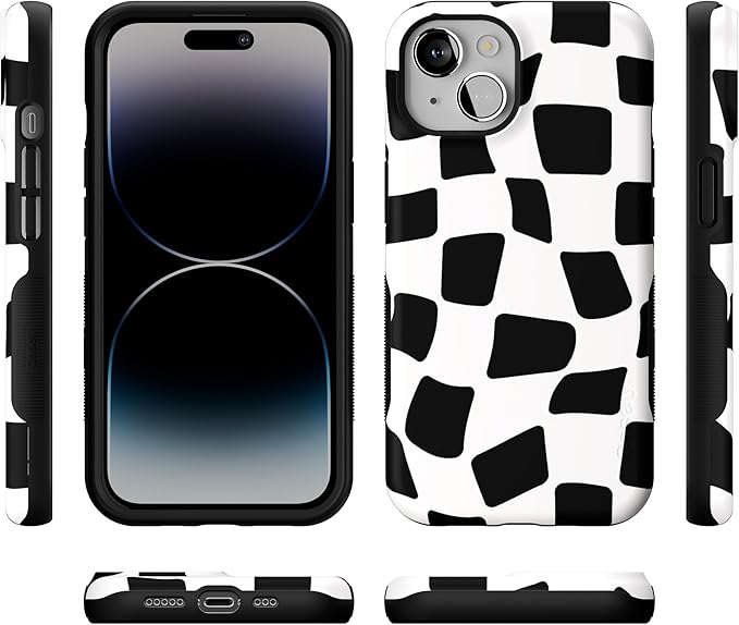 Casely iPhone 14 Case | Funky Checkerboard | High Contrast Design | Compatible with MagSafe | Bold Protective Design