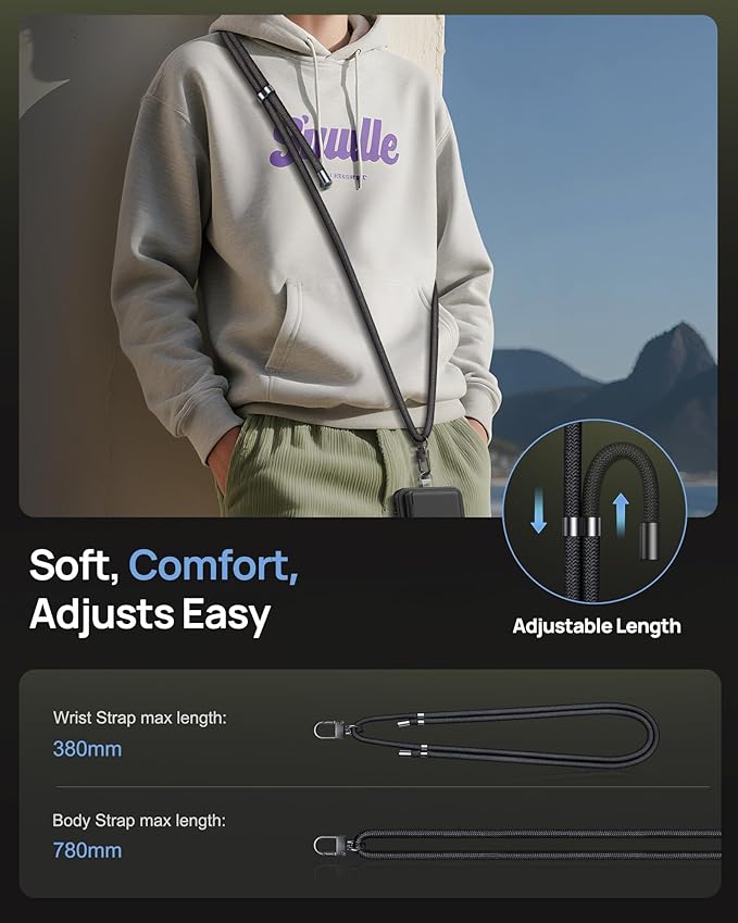 for Samsung Galaxy S25+ Plus Case with Card Holder & Stand & Phone Lanyard Crossbody (2X Phone Tabs) & Camera Cover, Rugged Protective Wallet Kickstand Phone Cover Case for S25 Plus 6.7", Black