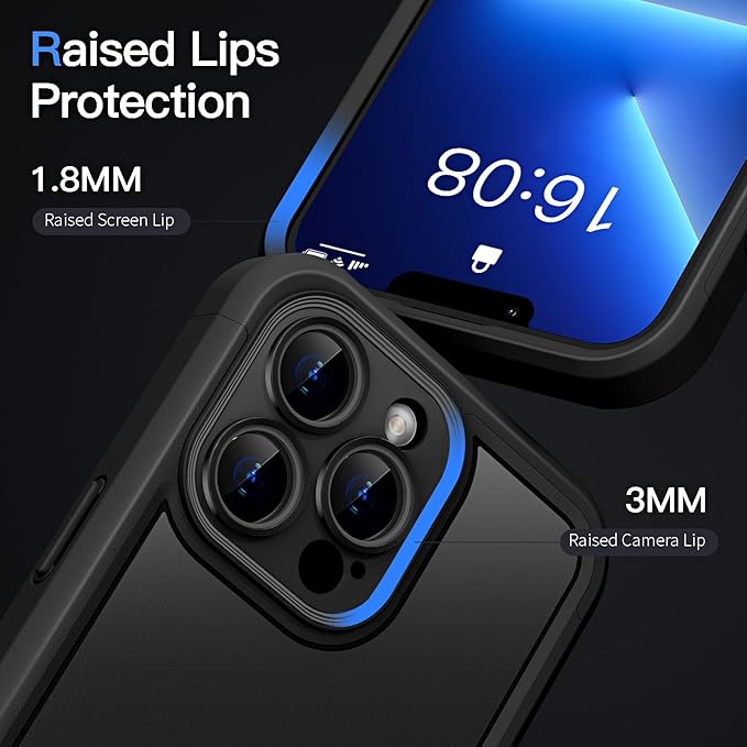 COOLQO Magnetic for iPhone 13 Pro Case, Compatible with MagSafe, Dual Layer Design Military Grade Protection, Translucent Matte Scratch-Resistant Back Protective Shockproof Phone Case, Black