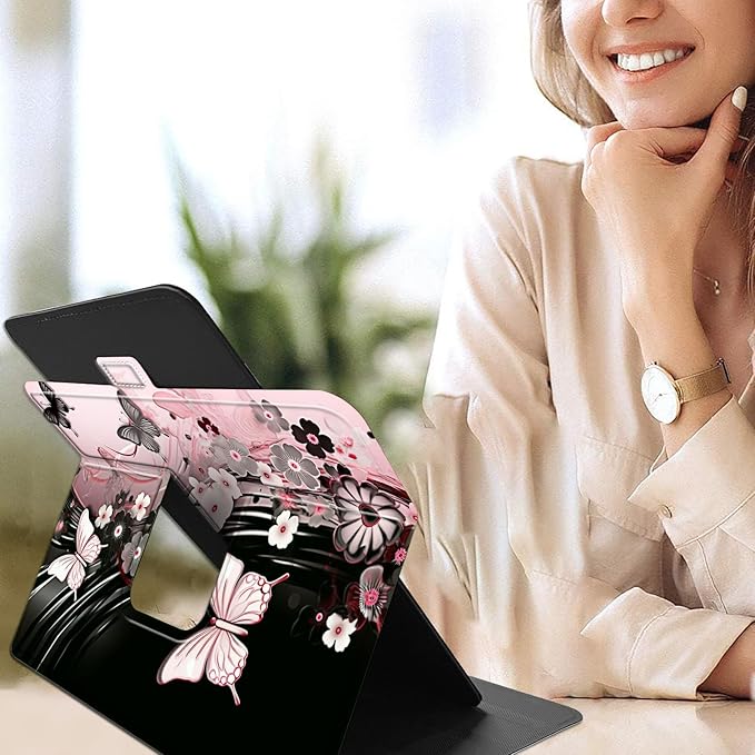 for Walmart Onn 10.4" Tablet Pro 2023 (Model:100110603) Case Dluggs 360 Degree Rotating Smart Protective Stand Cover for Walmart Onn 10.4 Inch Pro Tablet-Flowers Dancing Butterflies
