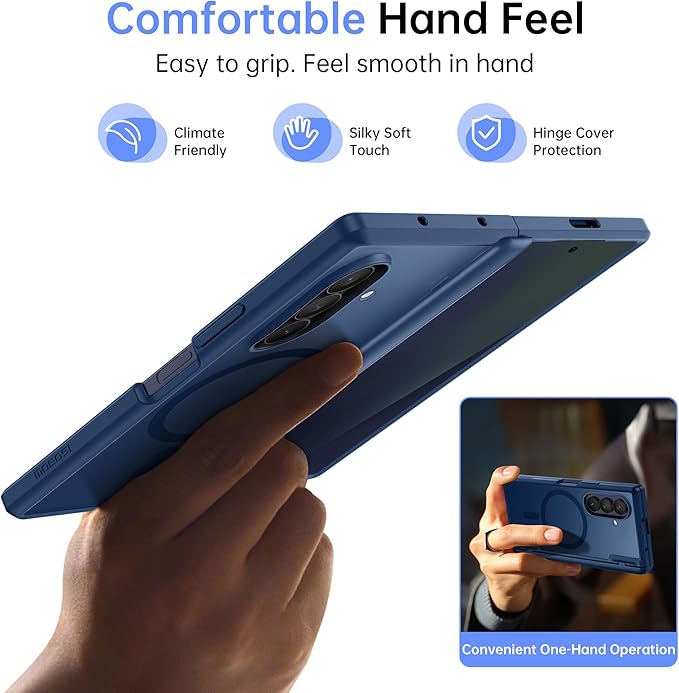 MOBOSI Magnetic for Z Fold 7 Case with Privacy Screen Protector, Compatible with Magsafe, Full-Body Slim Coverage Hinge Protection, Shockproof Phone Cover for Samsung Galaxy Z Fold7, Blue Shadow
