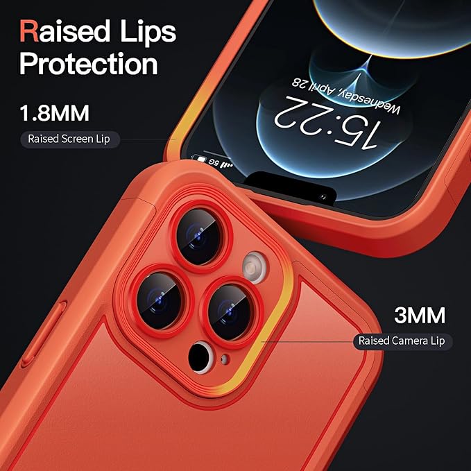 COOLQO Magnetic for iPhone 12 Pro Case, Compatible with MagSafe, Dual Layer Design Military Grade Protection, Translucent Matte Scratch-Resistant Back Protective Shockproof Phone Case, Orange