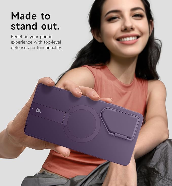 SURITCH for Samsung Galaxy S25 Ultra Phone Case, Magnetic Protective Cover with Camera Cover & Adjustable Metal Kickstand for Galaxy S25 Ultra (2025)-Dark Purple