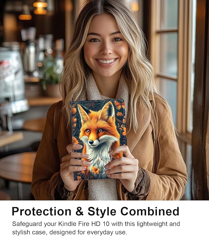 Case for Samsung Galaxy Tab A9 8.7-Inch 2023, Slim PU Leather Stand Cover with Auto Wake/Sleep, Multi-Angle Viewing & Shockproof, Beautiful Fox