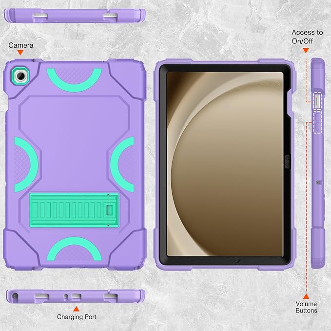 Case for Samsung Galaxy Tab A9+ 11 Inch 2023 Model (X210/X216/X218), Heavy Duty Shockproof Rugged Protective Case for Galaxy Tab A9 Plus Tablet (Purple+Teal)