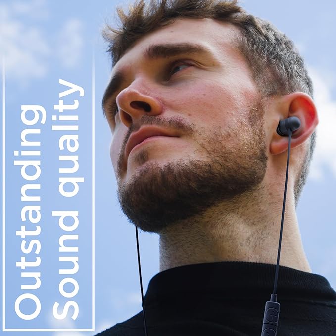 iJoy Fuse Wired Earbuds with Lightning Connector Headphones with Microphone, Noise Cancelling Earphones, Noise Cancelling Headset for Workout, Running, Gym (Black w/MFI Connector)