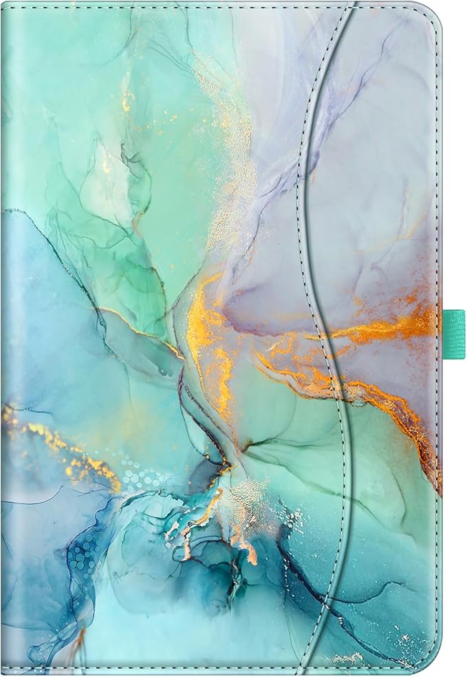 Fintie Case for Samsung Galaxy Tab S10 Lite/ S10 FE/ S9 FE 5G 10.9 Inch/Tab S9 11 Inch with S Pen Holder, Multi-Angle Viewing Protective Cover with Pocket, Auto Sleep/Wake, Emerald Marble