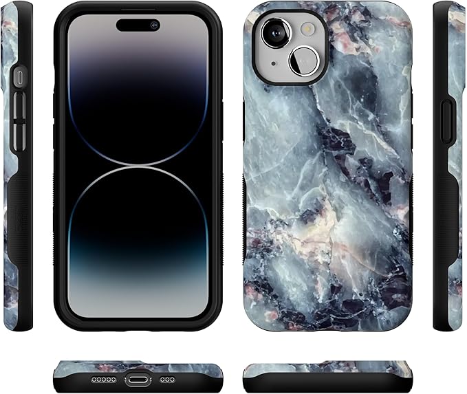 Casely iPhone 14 Case | Blue Marble | Compatible with MagSafe | Bold Protective Design