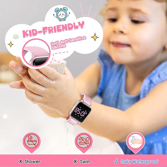 Kids Digital Watches for Boys Girls, Sports Watch with Fitness Tracker, Pedometer, Alarm Clocks, Stopwatch, No App Needed Waterproof Kids Watch, Gift for Teens Student Girls Boys Ages 5-14