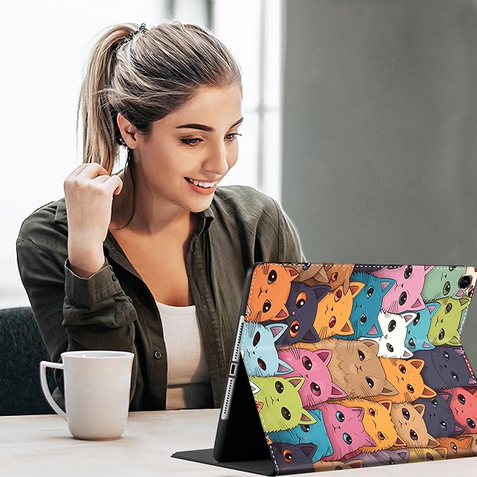 Case for Galaxy Tab A9 Plus , Auto Sleep/Wake Multi-Angle Viewing Slim Folio Stand Cover for Samsung Galaxy Tab A9+/A9 Plus 11 Inch 2023 (SM-X210/X216/X218), Kawaii Cat