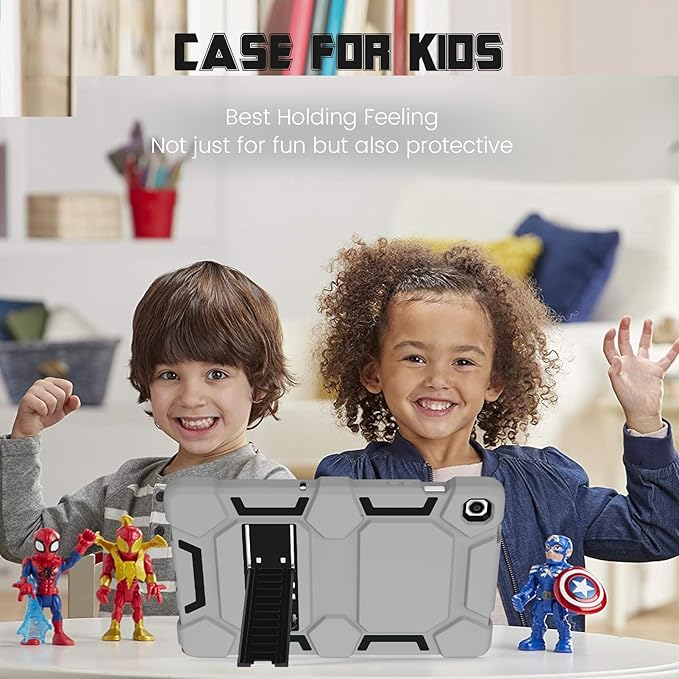 CCMAO Case for Samsung Galaxy Tab A9+ 11”(SM-X210/X216/X218), Heavy Duty Shockproof Hard Hybrid Three Layer Protective Cover with Kickstand for Galaxy Tablet A9 Plus 2023 for Kids, Gray+Black