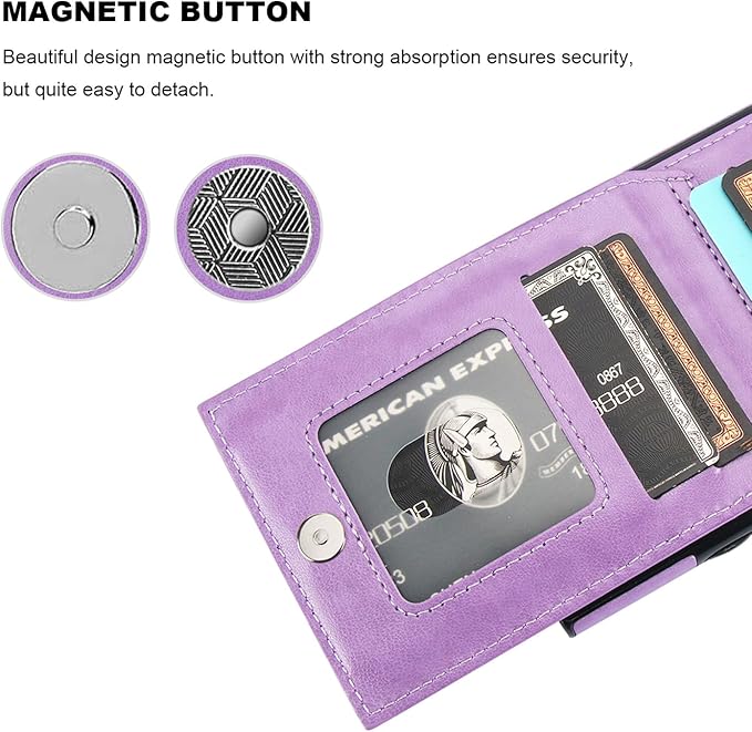 KIHUWEY for Samsung Galaxy S24 Ultra Case Wallet with Credit Card Holder, Flip Premium Leather Magnetic Clasp Kickstand Heavy Duty Protective Cover for Samsung Galaxy S24 Ultra 6.8" (Purple)