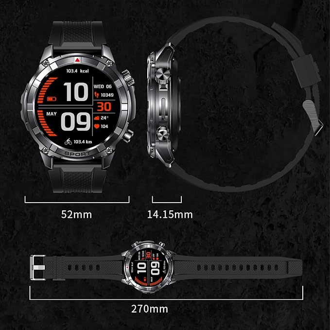 Smart Watches for Men with Bluetooth&Flashlight,1.52" IP68 Waterpro Men's Smart Watch,500mAh 100+ Sport Modes with Heart Rate/Sleep Monitor Fitness Trackers Compatible Android iOS(2 Straps)