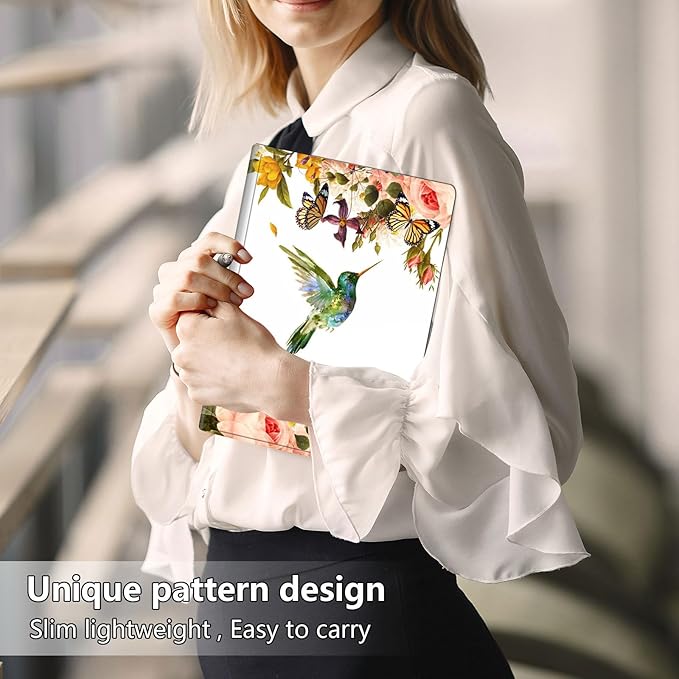 Slim Case for Samsung Galaxy Tab S10 FE / S9 FE 5G 10.9" & Tab S9 11", PU Leather Protective Cover, Multi-Angle Stand, Auto Sleep/Wake, Hummingbird Butterfly