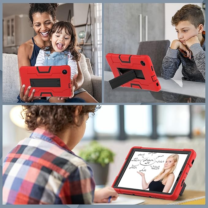 Bingcok for TCL TAB 8 LE Case, TCL TAB 8 LE Case for Kids, Heavy Duty Rugged Full-Body Hybrid Shockproof Drop Protection Cover for TCL Tab 8 LE (Model:9137W) 2023/TCL Tab 8 WiFi (Model:9132X) (2-Red)