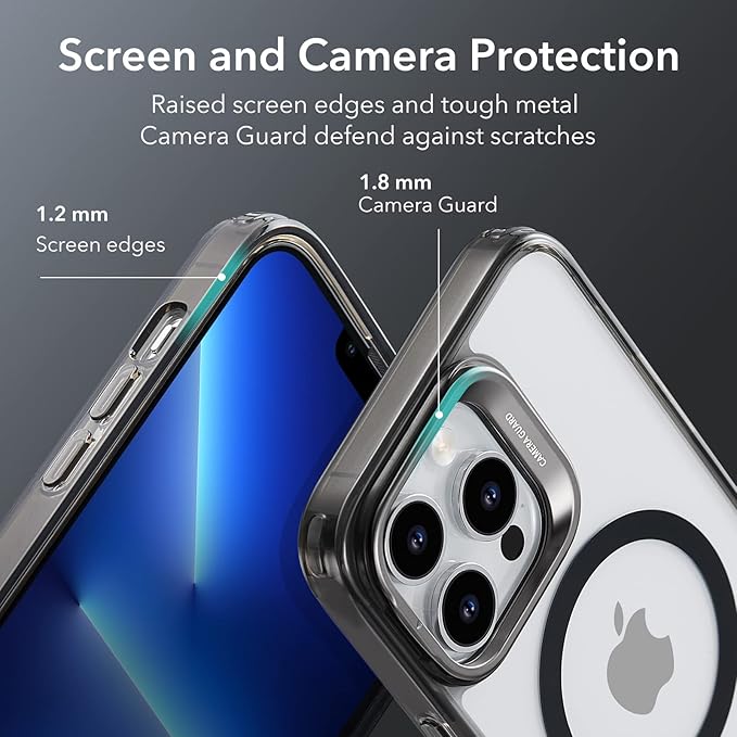 ESR for iPhone 13 Pro Max Case, Compatible with MagSafe, Built-in Camera Ring Stand, Military-Grade Protection, Magnetic Phone Case for iPhone 13 Pro Max, Classic Series, Clear Black