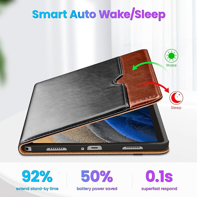 DTTO for Samsung Galaxy Tab A9 Plus 11 inch Case 2023, Premium Leather Business Folio Stand Cover with Hand Strap for Galaxy Tab A9+ 11'' 2023 Model (SM-X210/X216/X218) - Auto Wake/Sleep, Black Brown