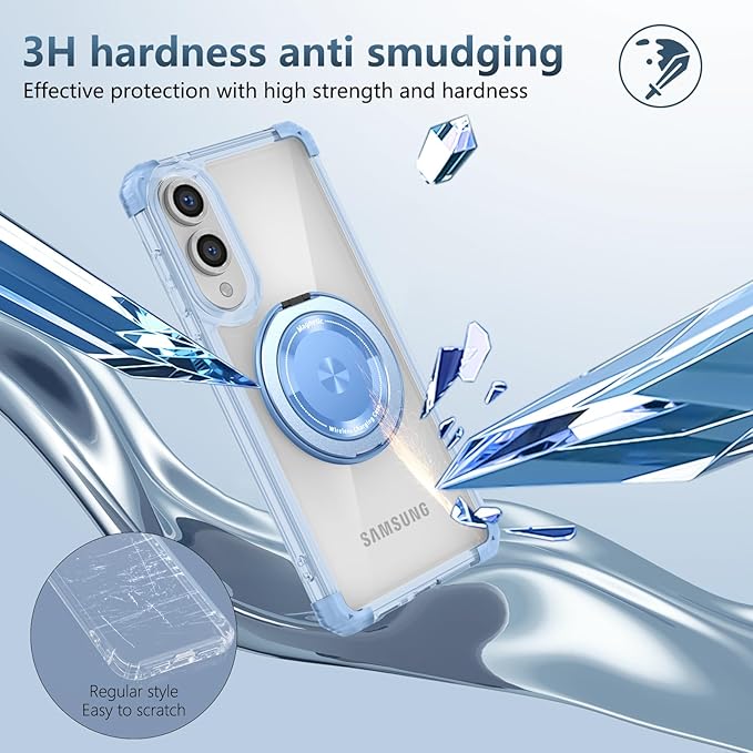 for Samsung Galaxy S25 Edge Case Compatible with MagSafe Magnetic,with Screen Protector,Built-in Kickstand Ring Military Grade Drop Heavy Duty Protection Shockproof for S25Edge Phone Case Blue