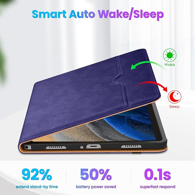 DTTO for Samsung Galaxy Tab A9 Plus 11 inch Case 2023, Premium Leather Business Folio Stand Cover with Hand Strap for Galaxy Tab A9+ 11'' 2023 Model (SM-X210/X216/X218) - Auto Wake/Sleep, Dark Blue