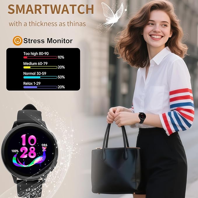 Smart Watch for Men Women Fitness Tracker with 100+ Sport Modes,Activity Trackers for iOS/Android Waterproof/Heart Rate/Sleep/Steps Monitor/Pedometer Monitor Monitor (Black)