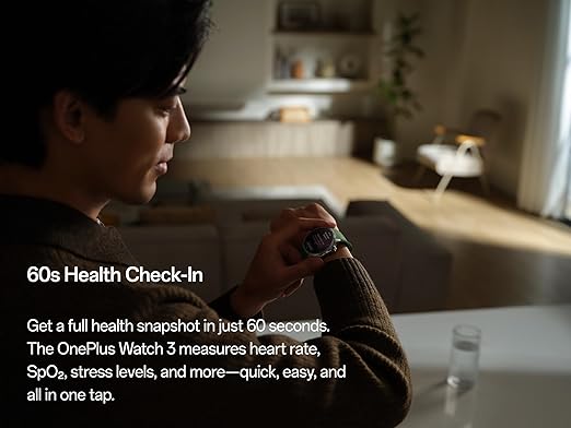 OnePlus Watch 3 Emerald Titantium, 32GB, 120-Hour Battery, Health & Fitness Tracking, Sapphire Crystal Design, Titanium Bezel, Dual-Engine, Wear-OS by Google