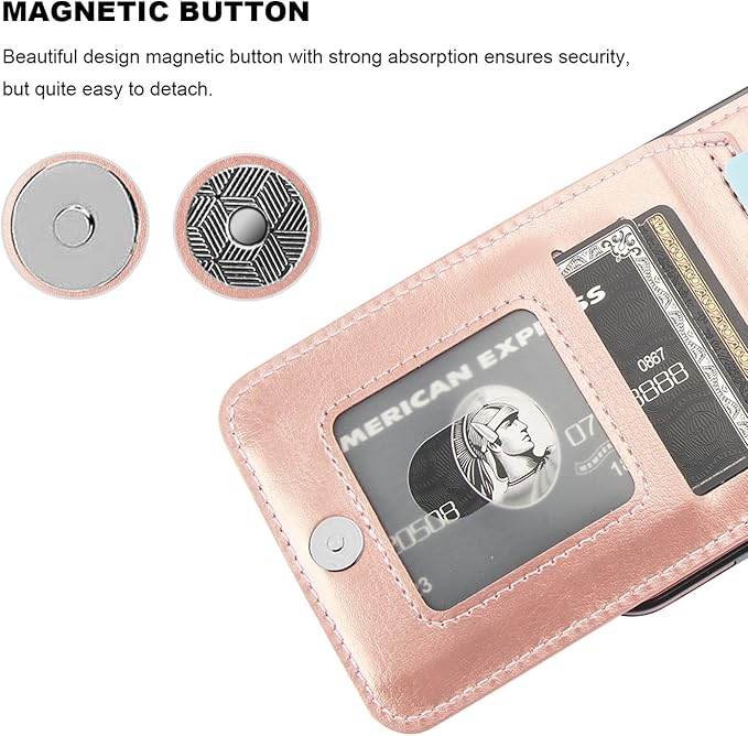 KIHUWEY for Samsung Galaxy S24 Plus Case Wallet with Credit Card Holder, Flip Premium Leather Magnetic Clasp Kickstand Heavy Duty Protective Cover for Samsung Galaxy S24 Plus 6.7" (Rose Gold)