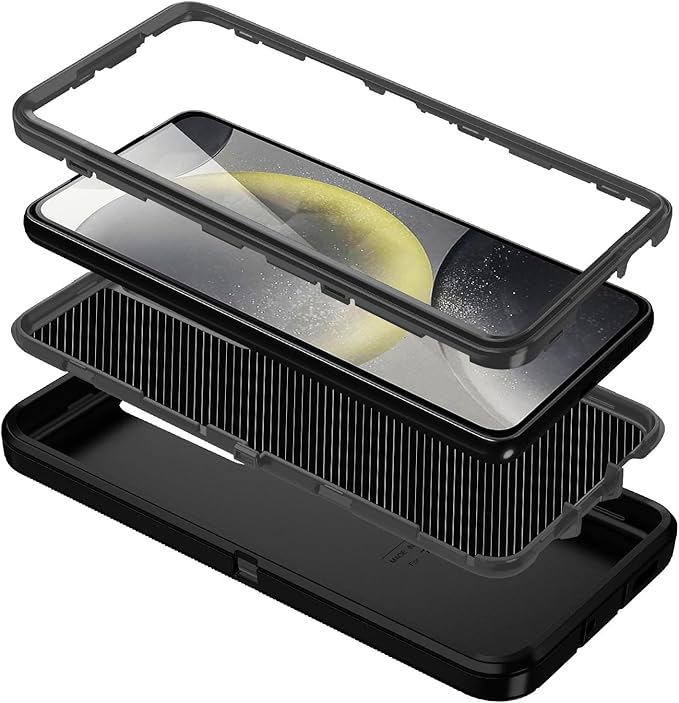 for Galaxy S24 FE 5g Case,Shockproof Dropproof Dustproof 3-Layer Full Body Protection Rugged Heavy Duty High Impact Hard Cover Case for Galaxy S24 FE 6.7 inch,Black