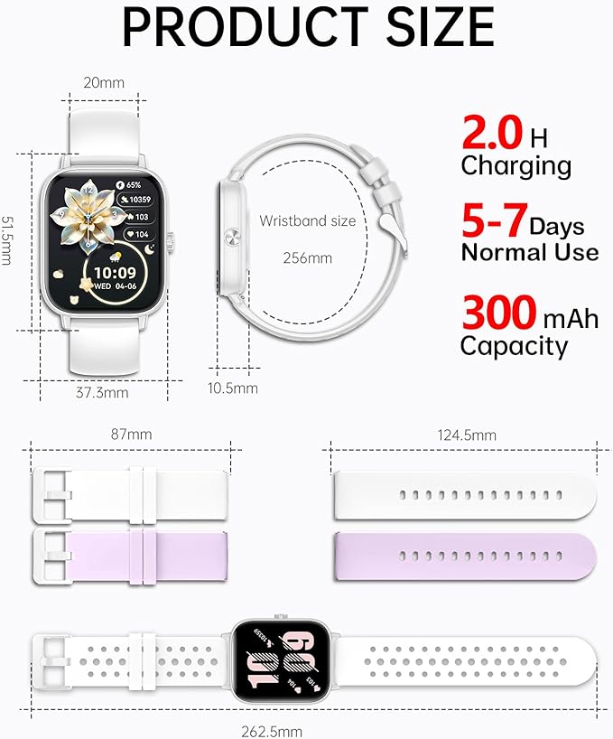 Smart Watch for Women Men (Answer/Make Call), Fitness Tracker, 1.83" HD Screen with 24-Hour Heart Rate/Sleep Monitor, IP68 Waterproof, 130+ Sports Modes, Smartwatch for Android iOS, White