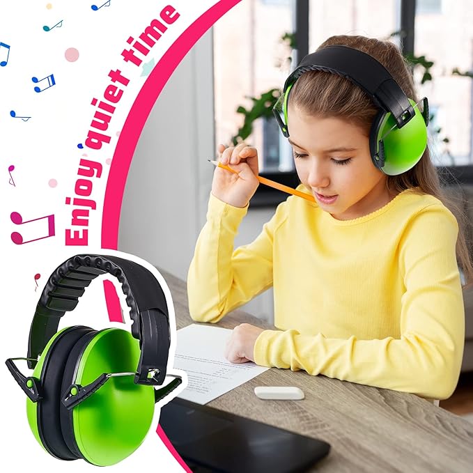 Amylove 6 Pcs Kids Noise Cancelling Headphones 27db Adjustable Earmuffs for Autism Sensory Toddler Children(Novel Style,Green Pink Blue)