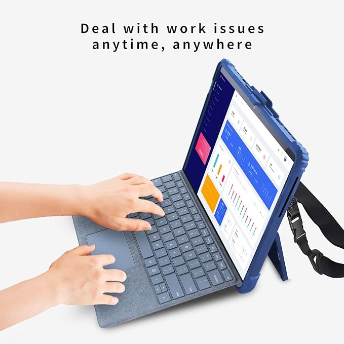 AOAO for Microsoft Surface Pro 11/10/9 Case with Shoulder Strap, Hand Strap, Stylus Pen Holder, Rugged, Shock-Absorbing and Drop-Resistant-Blue