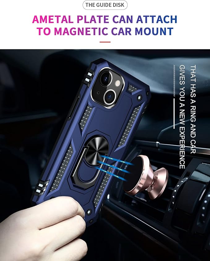 ADDIT Phone Case for iPhone 14 Case,with Kickstand Ring,Adjustable Stand,Military Grade,Heavy Duty Protection,Shockproof,Anti-Fingerprint,Support Magnet Car Mount,Blue