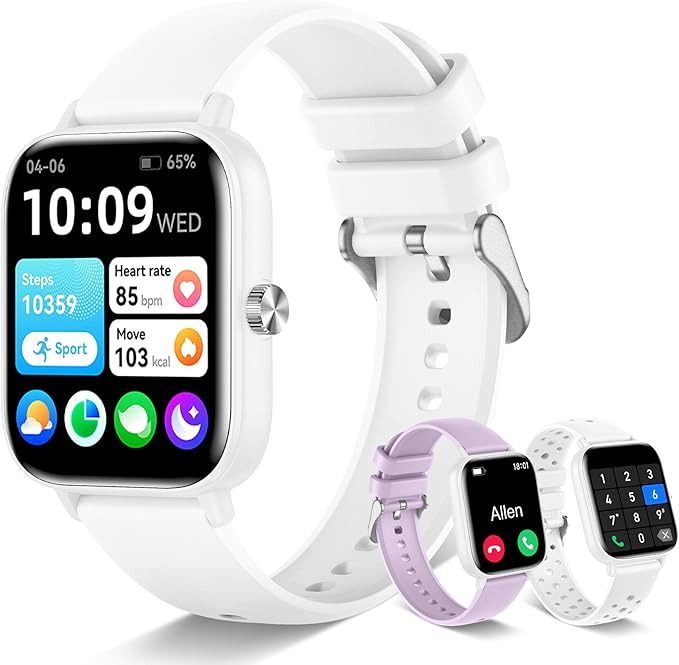 Smart Watch for Women with Bluetooth Call/Read Messages, 1.83" Activity Trackers with 100+ Sports Modes, Step Counter, Heart Rate Monitor, Sleep Tracker, Smartwatch Compatible Android iOS, White