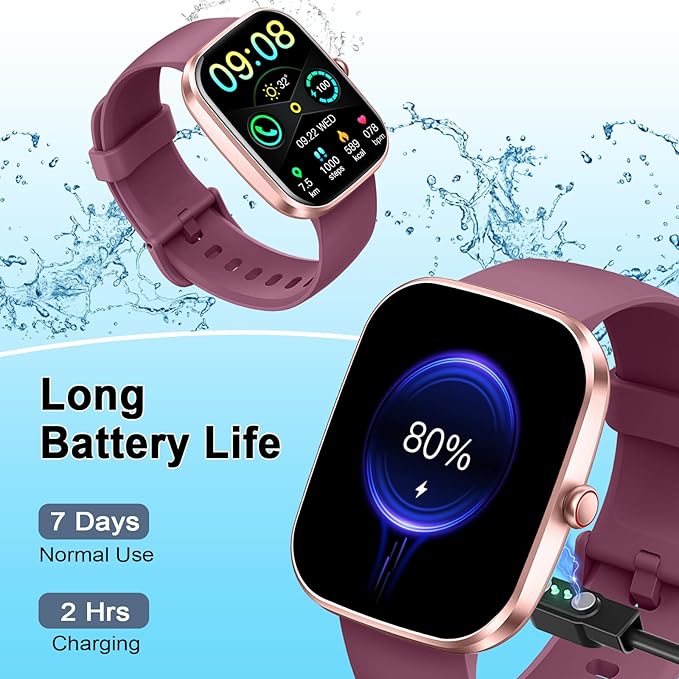 Smart Watch(Answer/Make Call), 1.91" Smartwatch for Men Women, 2025 New Fitness Watch with 110+ Sport Modes, Fitness Activity Tracke with Pedometer/Sleep Monitor/Heart Rate/IP68 Waterproof, Wine Red
