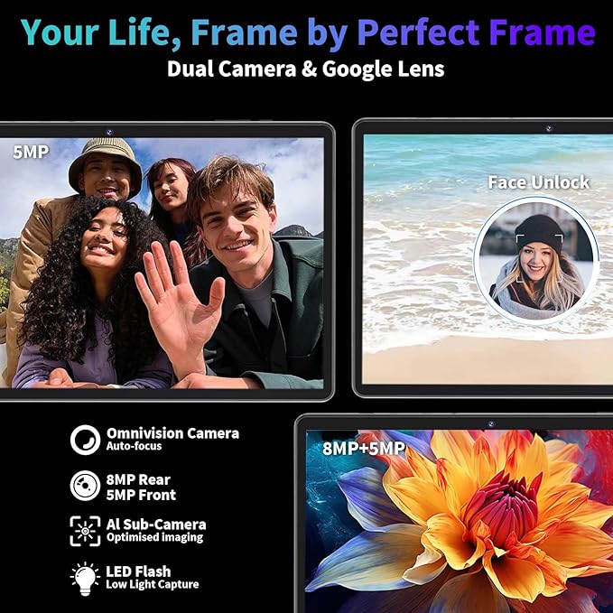 2025 Android 15 Tablet with Keyboard, 26GB(6+20)RAM+256 Storage(Expand to 2TB), 8000mAh Battery, Widevine L1, 10 Inch 2-in-1 Tablets with 5G/2.4G WiFi, BT5.0, GMS Certified, Mouse, Case, Stylus(Pink)