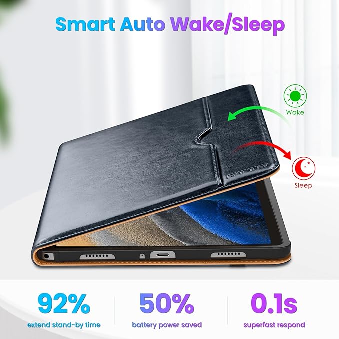 DTTO for Samsung Galaxy Tab A9 Plus 11 inch Case 2023, Premium Leather Business Folio Stand Cover with Hand Strap for Galaxy Tab A9+ 11'' 2023 Model (SM-X210/X216/X218) - Auto Wake/Sleep, Blue