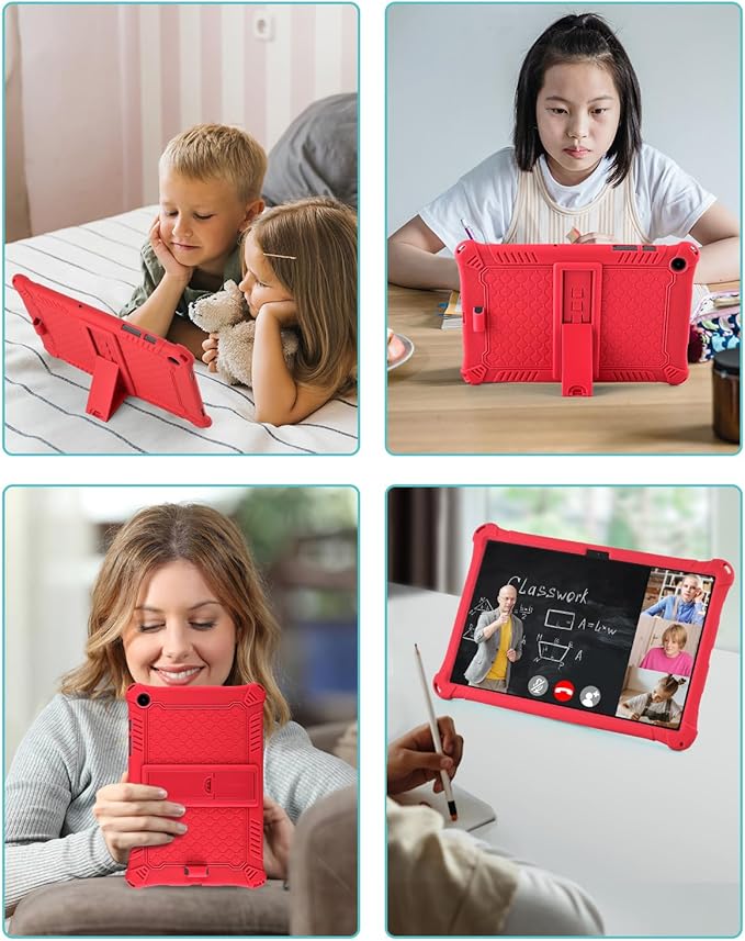 DETUOSI Compatible with Samsung Galaxy Tab A9 Plus Case 11 inch 2023, with Shoulder Strap & Stylus Pen, Soft Silicone Multi-Angle Case for Galaxy Tab A9+ Tablet SM-X210/X216/X218, Red