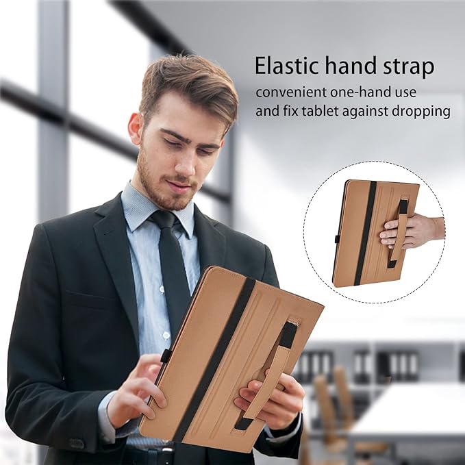 Case for Samsung Galaxy Tab A7 10.4 Inch 2020 (SM-T500/T505/T507) - PU Leather Folio Stand Case with Hand Starp and Pocket, Auto Wake/Sleep Smart Tablet Cover, Red