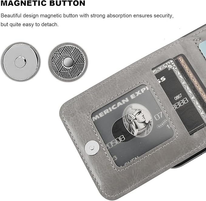 KIHUWEY for Samsung Galaxy S24 Plus Case Wallet with Credit Card Holder, Flip Premium Leather Magnetic Clasp Kickstand Heavy Duty Protective Cover for Samsung Galaxy S24 Plus 6.7" (Gray)