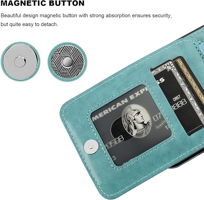 KIHUWEY for Samsung Galaxy S24 Plus Case Wallet with Credit Card Holder, Flip Premium Leather Magnetic Clasp Kickstand Heavy Duty Protective Cover for Samsung Galaxy S24 Plus 6.7" (Mint Green)